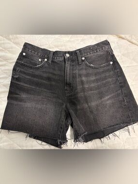 Madewell Black Washed Midlength Denim Cutoff Shorts